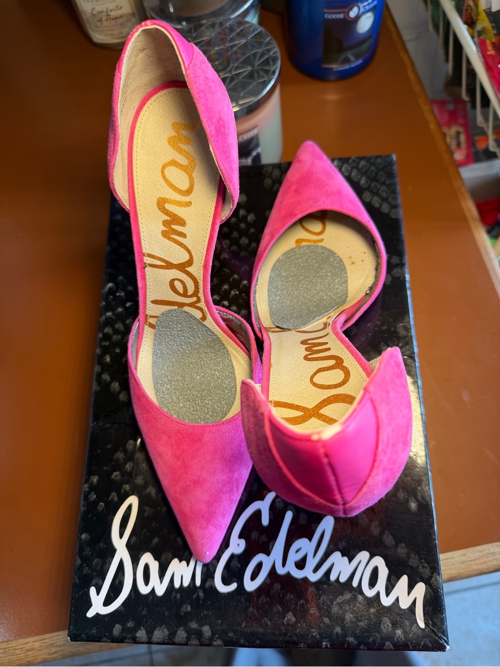 Sam Edelman Hot Pink Suede Pointed-Toe D'Orsay Heels - Picture 5 of 6